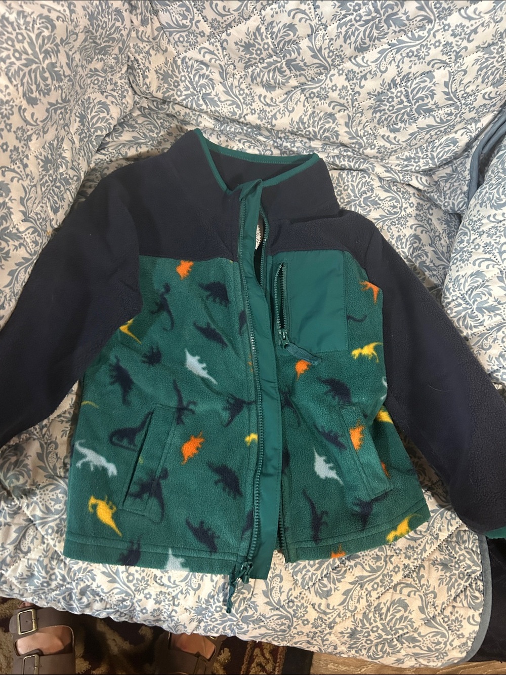 Kids Green Dinosaur Fleece Jacket